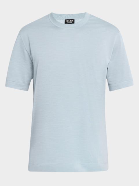 Men's Melange Silk and Cotton Crewneck T-Shirt