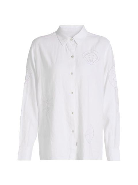 Rails Women's Charli Eyelet Embroidered Linen-Blend Shirt - White Seashells