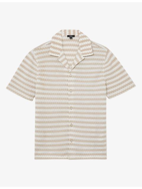 REISS Island Striped Crochet Cotton-Blend Shirt