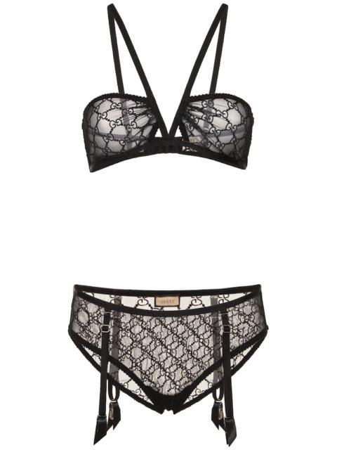 GUCCI EMBROIDERED TULLE UNDERWEAR SET