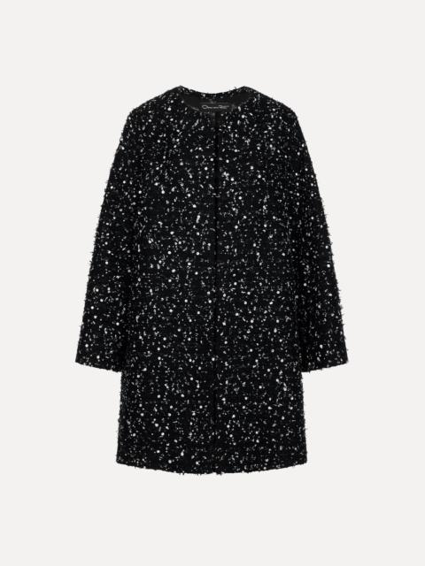 Oscar de la Renta SEQUIN RIBBON TWEED COAT