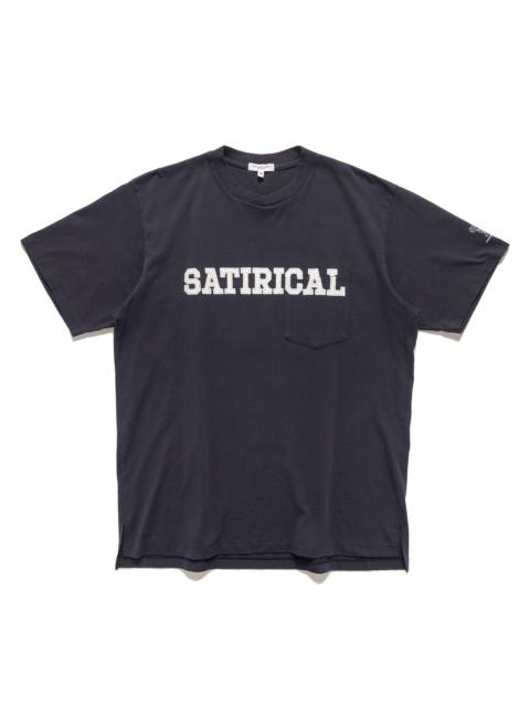 Engineered Garments Printed Cross Crew Neck Pocket T-Shirt Satirical Navy
