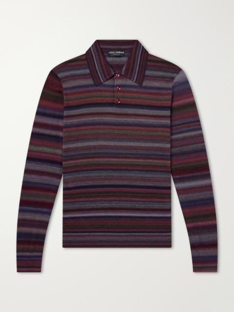 Dolce & Gabbana Striped Wool Polo Shirt