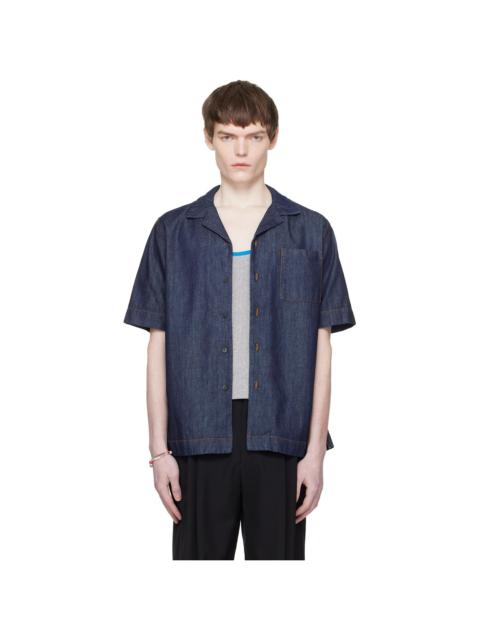 Dries Van Noten Navy Short-Sleeve Denim Shirt