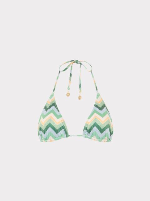 MILLY Metallic Chevron Bikini Top