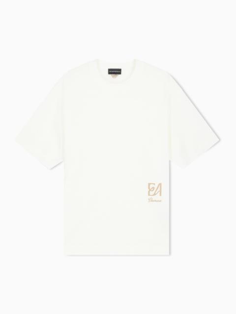 EMPORIO ARMANI T-SHIRT IN LYOCELL BLEND JERSEY WITH CHAIN STITCH LOGO