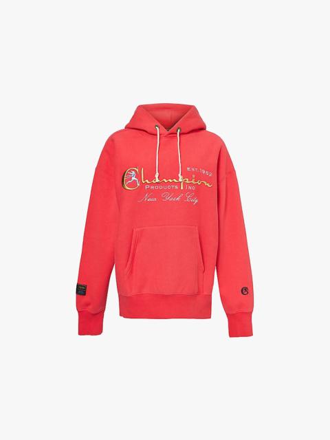 Brand-embroidered relaxed-fit cotton-blend jersey hoody