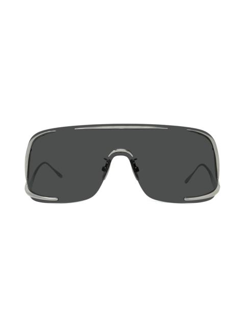 Loewe Men's 141MM Signature Mask Sunglasses - Shiny Palladium And Smoke