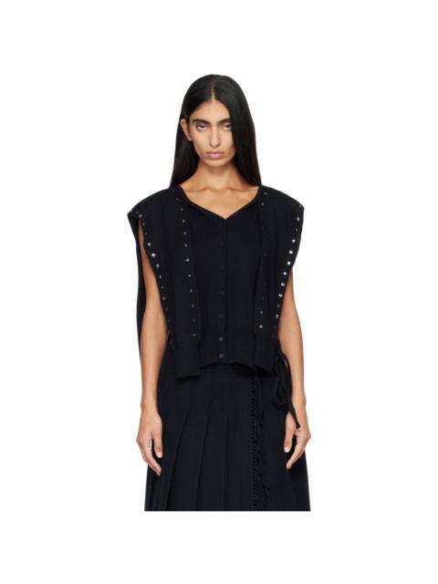 OPEN YY Black Stud Sleeve Layered Cardigan