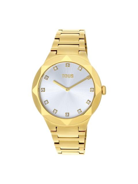 TOUS Analogue watch with gold-colored IPG steel wristband Karat Round