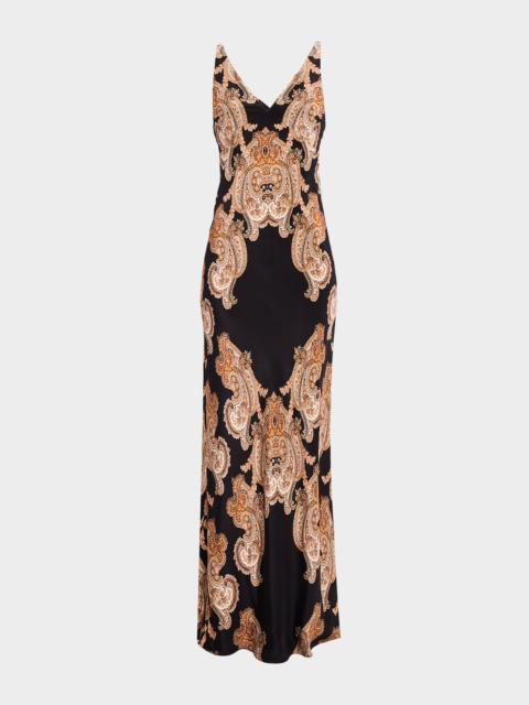 VERONICA BEARD Donelle Silk V-Neck Maxi Dres