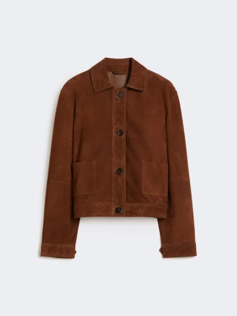 Max Mara BAIA Suede boxy jacket - CHOCOLATE