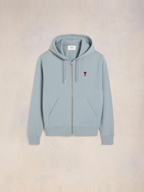 AMI Paris RED ZIPPED AMI DE COEUR HOODIE