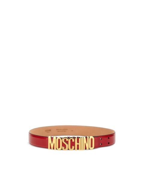 Moschino logo-plaque leather belt