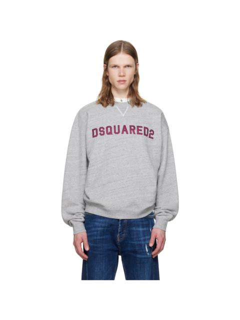 DSQUARED2 Gray D2 College Short & Wide Crewneck Sweatshirt
