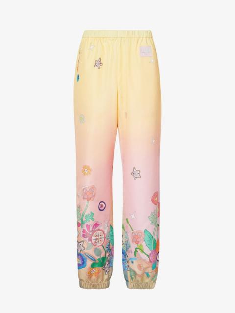 Fantastic Fendi Future Pants Pink and yellow printed nylon pants