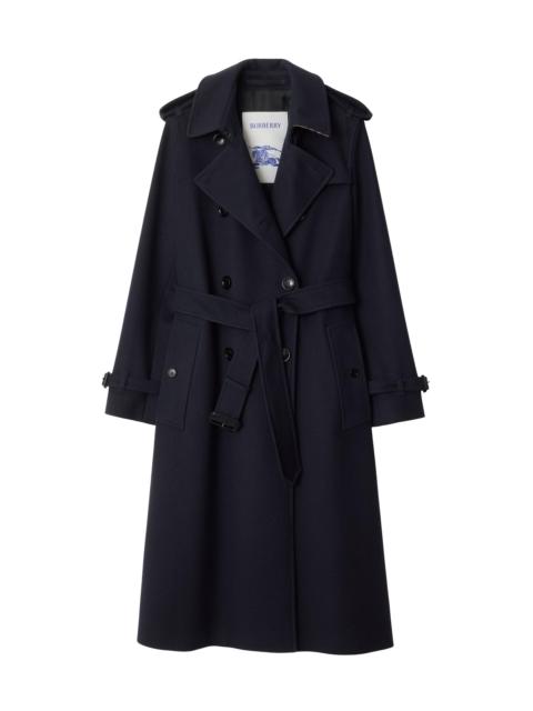 Burberry Women's ​Kensington Cashmere Long Trench Coat - Navy