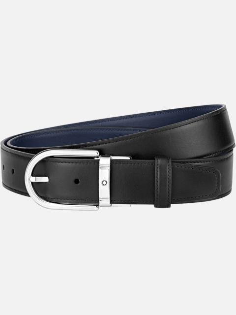 Horseshoe buckle black/navy 35 mm reversible leather belt