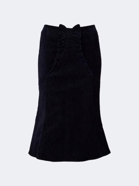SHUSHU/TONG Bow-detail ruffled velvet midi skirt