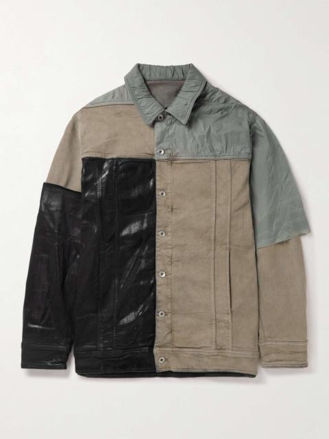 Rick Owens DRKSHDW Aqua Panelled Distressed Coated Denim Jacket