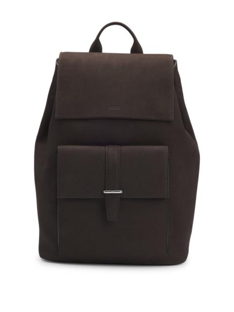 BOSS DRAWSTRING BACKPACK IN NUBUCK WITH BRANDED TRIMS