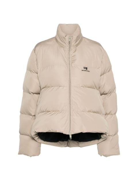 BALENCIAGA logo-embroidered puffer jacket