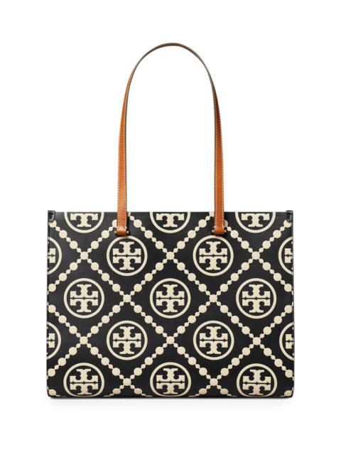 TORY BURCH Women's T Monogram Embossed Leather Tote Bag - Black White