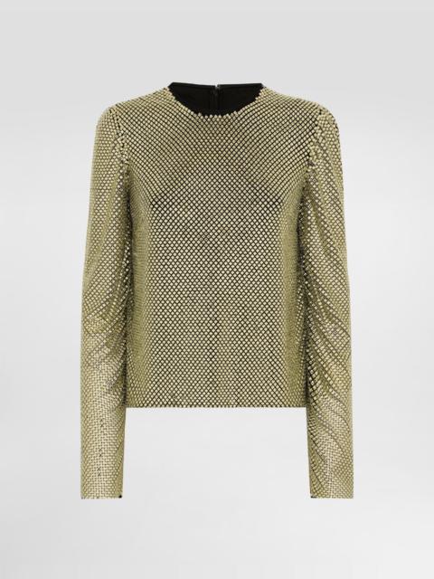 Dolce & Gabbana Long-sleeved top in crystal mesh