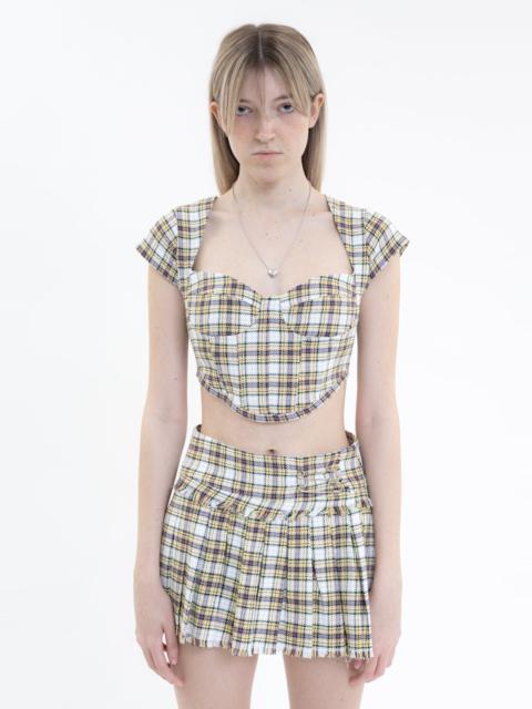 GUIZIO Yellow And Lime Plaid Corset