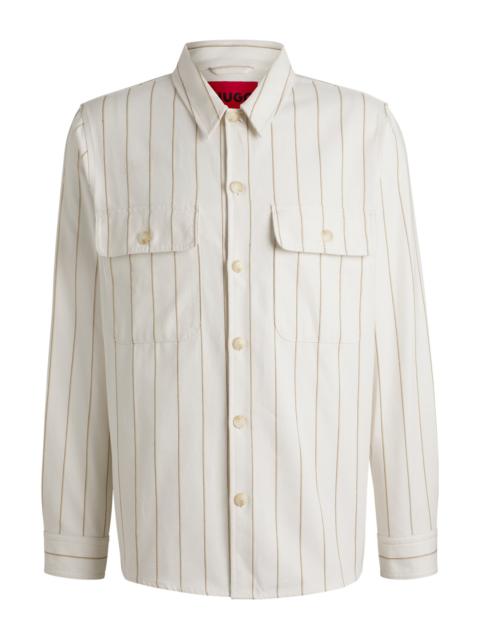 HUGO OVERSIZE-FIT OVERSHIRT IN STRIPED OXFORD COTTON