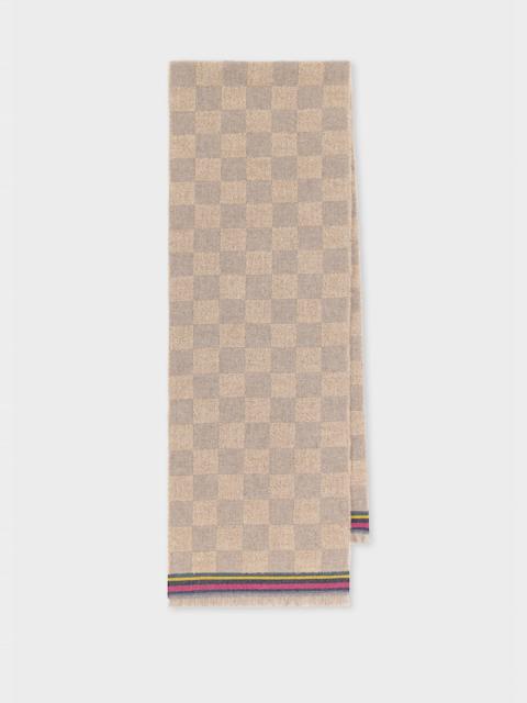 Paul Smith Brown Wool-Blend 'Checkerboard' Scarf