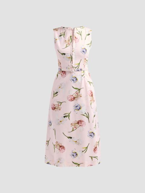 Oscar de la Renta Women's Resort Painted Iris Poplin Day Dress - Blossom Multi