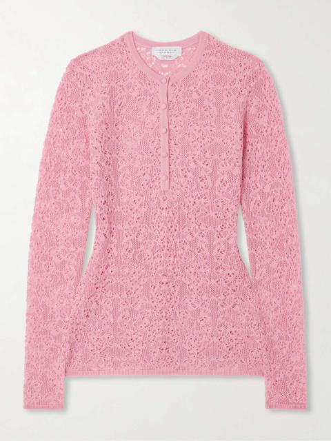 GABRIELA HEARST Ithaca crocheted wool and silk-blend Henley top Pink