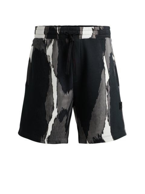 HUGO COTTON-TERRY SHORTS WITH CAMOUFLAGE PRINT