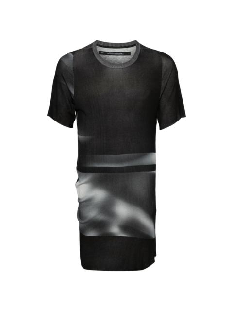 abstract-print fine-knit T-shirt