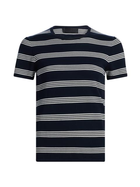 NILI LOTAN Women's Lanise Striped Short-Sleeve Sweater - Dark Navy Ivory Stripe