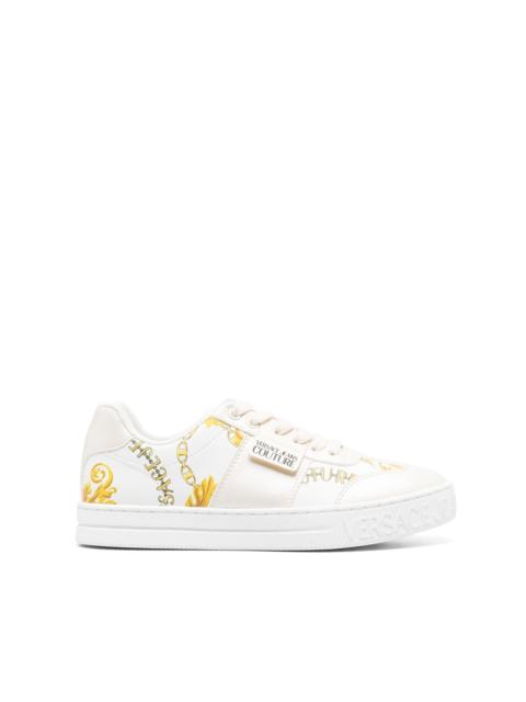 VERSACE JEANS COUTURE logo-patch round-toe sneakers