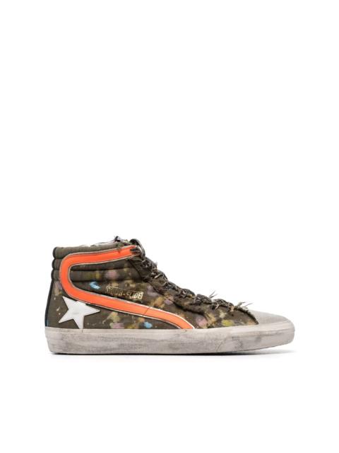 Golden Goose Slide paint-splatter high-top sneakers