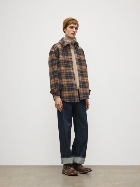 Johnstons of Elgin Atholl Grey & Camel Plaid Overshirt
