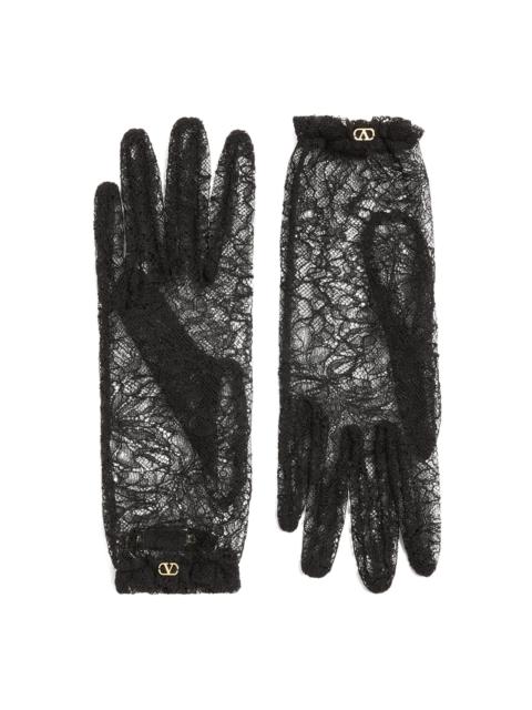 Valentino Women's Vlogo Signature Lace Gloves - Black Gold