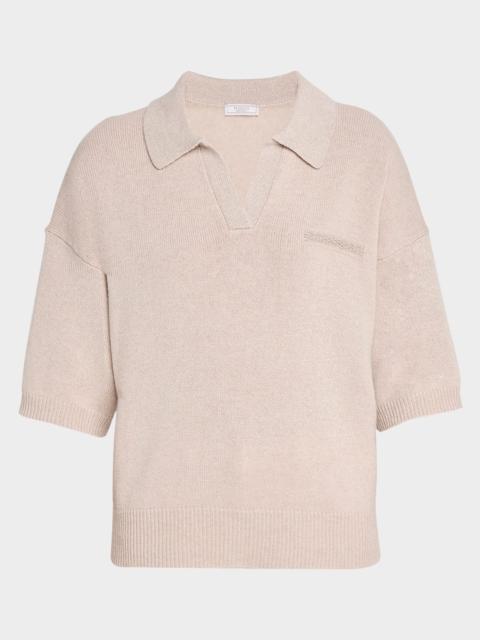 PESERICO Punto Luce Wool-Cashmere Polo Sweater