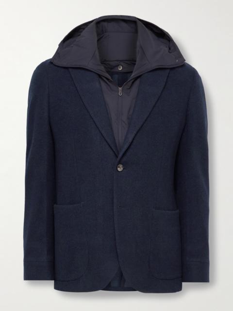 SEASE Panelled Virgin Wool-Blend and Nylon-Blend Hooded Blazer