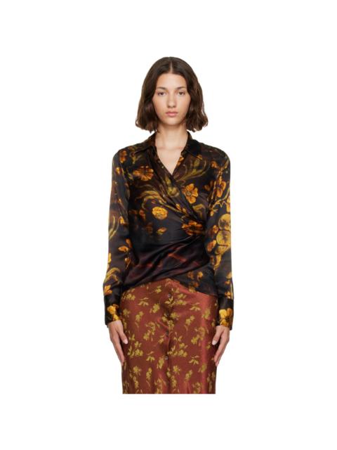 Dries Van Noten Black Satin Shirt