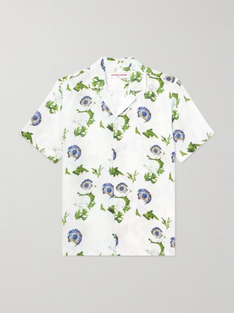 ORLEBAR BROWN Maitan Camp-Collar Floral-Print Linen Shirt White
