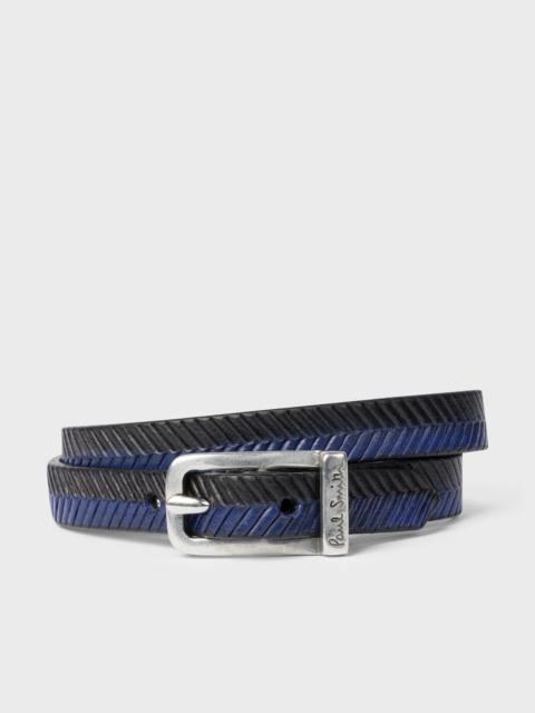 Paul Smith Black And Indigo Herringbone Leather Bracelet
