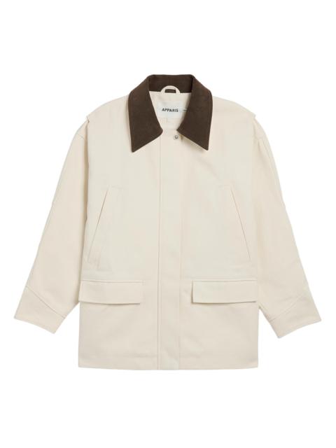APPARIS Women's Clive Canvas Workwear Jacket - Off White And Dark Brown