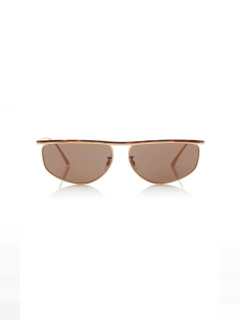 KHAITE x Oliver Peoples 1986C Square-Frame Metal Sunglasses brown