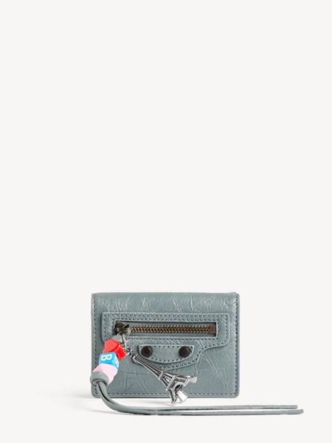 BALENCIAGA Women's Le City Mini Wallet in Blue Grey