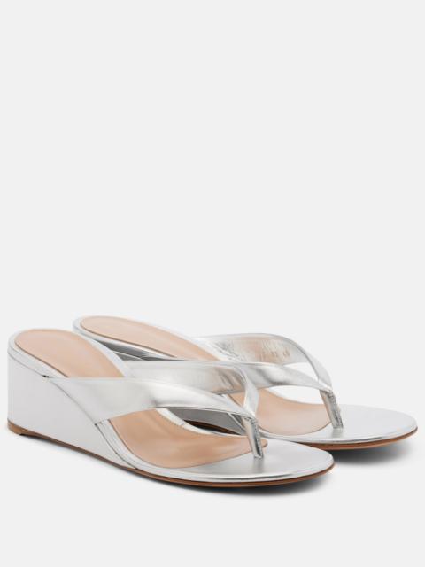 Gianvito Rossi Sofia metallic leather wedge thong sandals