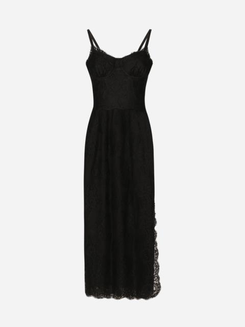 Lace calf-length slip dress